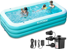 Inflatable Pool with Seats Electric Air Pump, Summer Party Water Fun Set