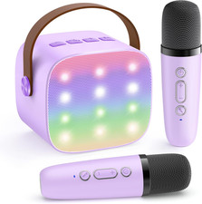 Karaoke Machine for Kids, Portable Mini Speaker with 2 Wireless Microphones, 202