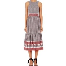 Ulla Johnson Oona 100% Silk Smocked Floral Midi Dress in Indian Floral Size 4