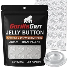 Cabinet and Drawer Soft Close Bumpers - Jelly Button Sound Dampening Self Adh...