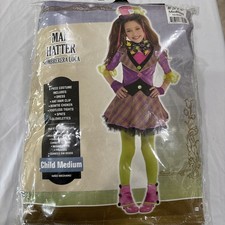 Mad Hatter Girl Alice in Wonderland Halloween Child Costume MEDIUM 8-10 NEW 8pcs