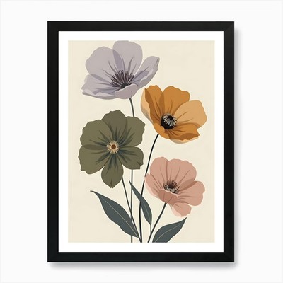 Gelassene weiche Pastell Gartenblüten gerahmtes Wandbild Poster Leinwanddruck Bild
