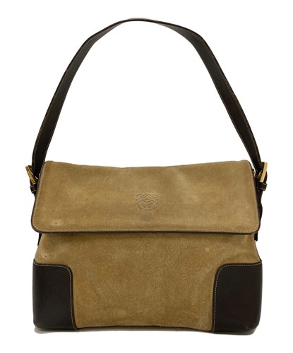 LOEWE Anagram Suede Trim OneShoulder Bag Color: Brown women From Japan