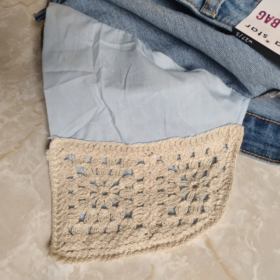 Vanilla Star Jean Shorts Junior Sz 5 Waist 27 Denim Light Wash Pocket Bag Shorts - Image 3 of 4