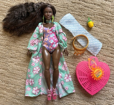 #ad Barbie Extra Fly Doll with Beach Themed Travel Clothes amp; Accessories AA $19.99