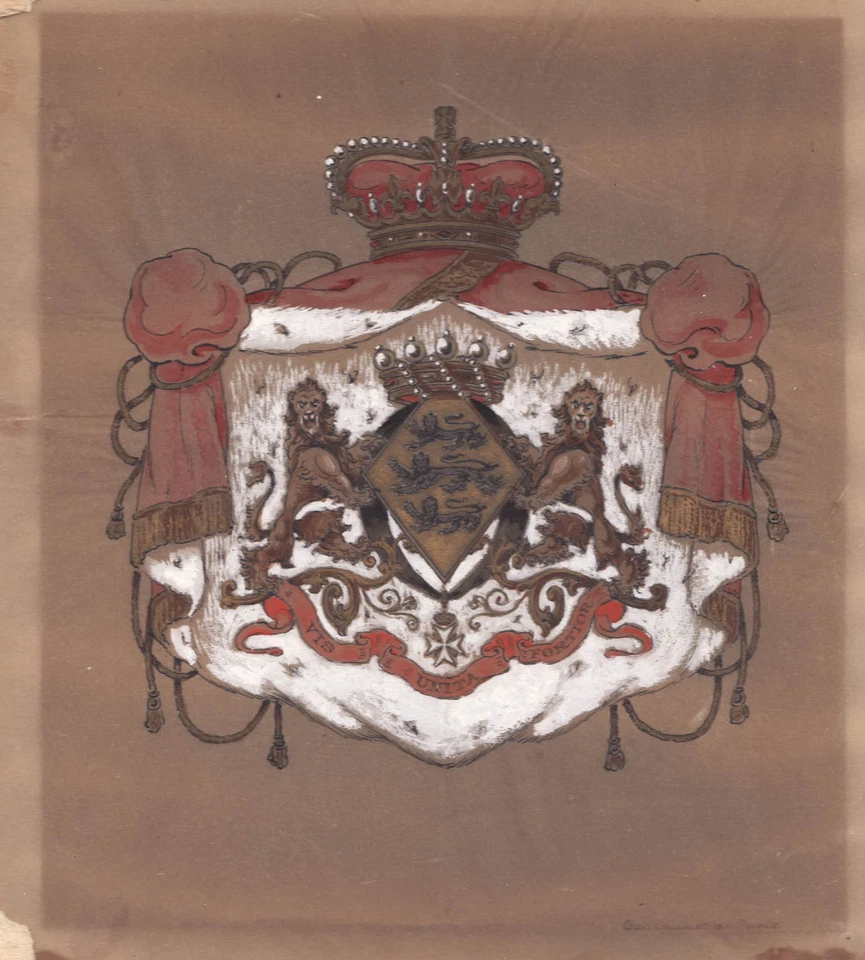 Armes Peintes.Warenghien de Flory.Vis Unita Fortior.L.Union fait la Force.19è S. - Photo 1/1