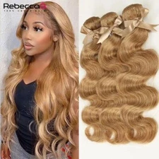 2023 Honey Blonde Hair Brazilian Body Wave Remy Hair Bundles 8 To 26 Inches S