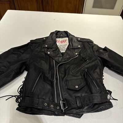Vintage LA ROXX Leather Biker Jacket Mens Small 80s Motley Crue