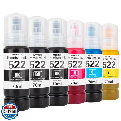 Compatible Epson T522 522 Ink Refill Bottles for Ecotank ET-2803 ET-2720 ET48