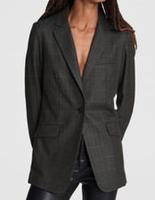  595 NWT RAG BONE Sz8 CHECK AMES DECONSTRUCTED RELAXED WOOL BLAZER JACKET GREEN