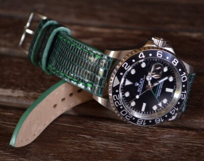 UHRENARMBAND 22 20 18 MM GRÜN ECHT ECHSE MA STRAP HANDMADE BAND FITS ROLEX ETC
