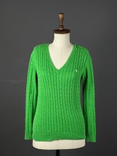 LAUREN RALPH LAUREN Green Cable Knit Pullover Sweater Size M