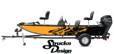 Retro Orange Distressed Lines Black Vinyl Graphic Decal Kit Fish Boat Wrap USA