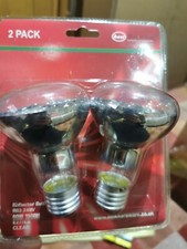 PROPER BULBS  2 X 60 WATT 240v E27 SCREW FIT R63 REFLECTOR BULBS FREE POSTAGE!!