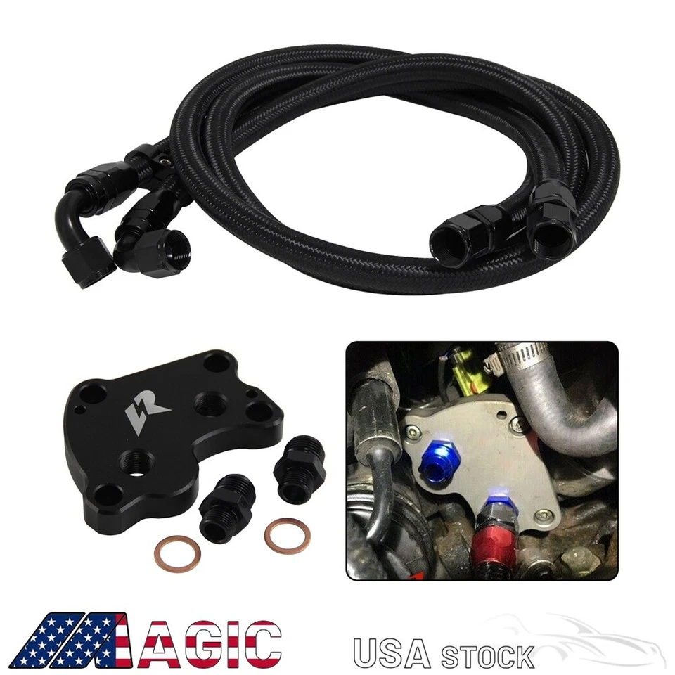 AN10 Oil Filter Sandwich Adapter Hose Kit For Mini Cooper S R50 R52 R53 1.6L BK - Image 2 of 4