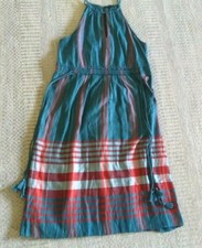 ANN TAYLOR STRIPED HALTER NECK DRESS GREEN, LINED SIZE 6