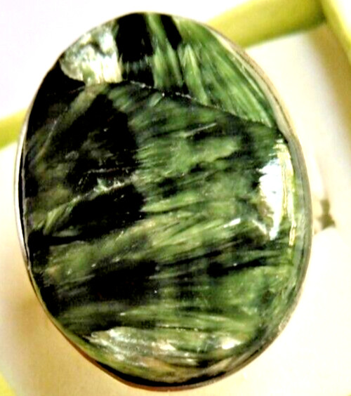 Bague séraphinite ajustable en argent massif pour oublier les soucis de taille