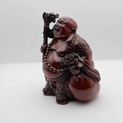 Chinese Red Resin Happy Laughing Buddha Figurine Statue-Heavy Weight - Picture 2 of 15