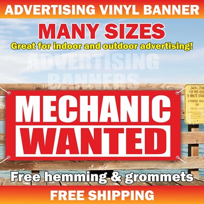 MECHANIC HELP WANTED Advertising Banner Vinyl Mesh Sign repair service hiring