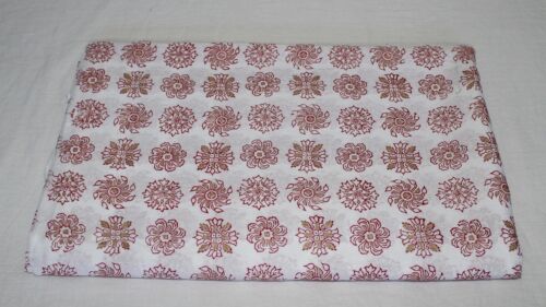 2.5 Yards RED GOLD Floral Dressmaking Fabric Indian Cotton Quilting Fabric AU - Picture 1 of 11