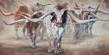 Trail Boss - Texas Longhorns Ranch Decor - Stockyards - Western Print Signed