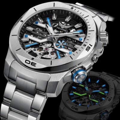 Yelang Men Automatic  Watch Japan Mov't  Luminous Date Day WR300M Diver Hollow