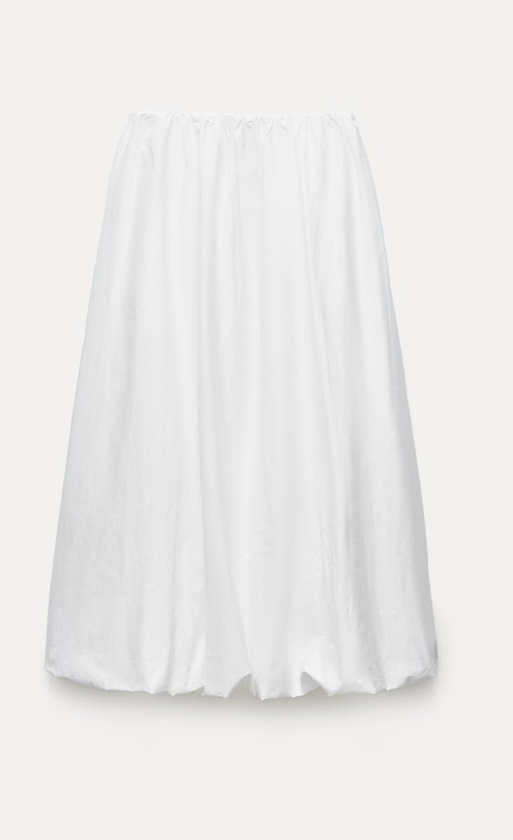 ZARA womens BALLOON MIDI SKIRT White size XL | eBay