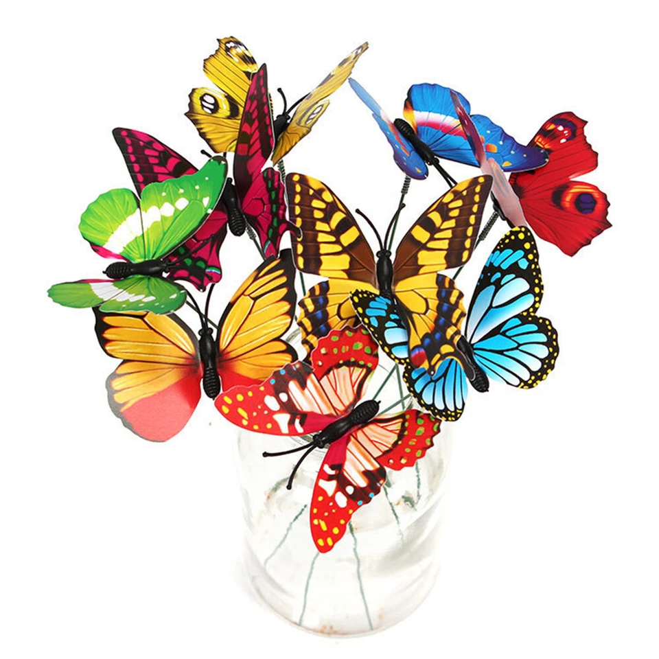 25/50X Decorations Colourful Butterflies Lawn Ornaments Patio Home Garden Stakes - image 2 of 4