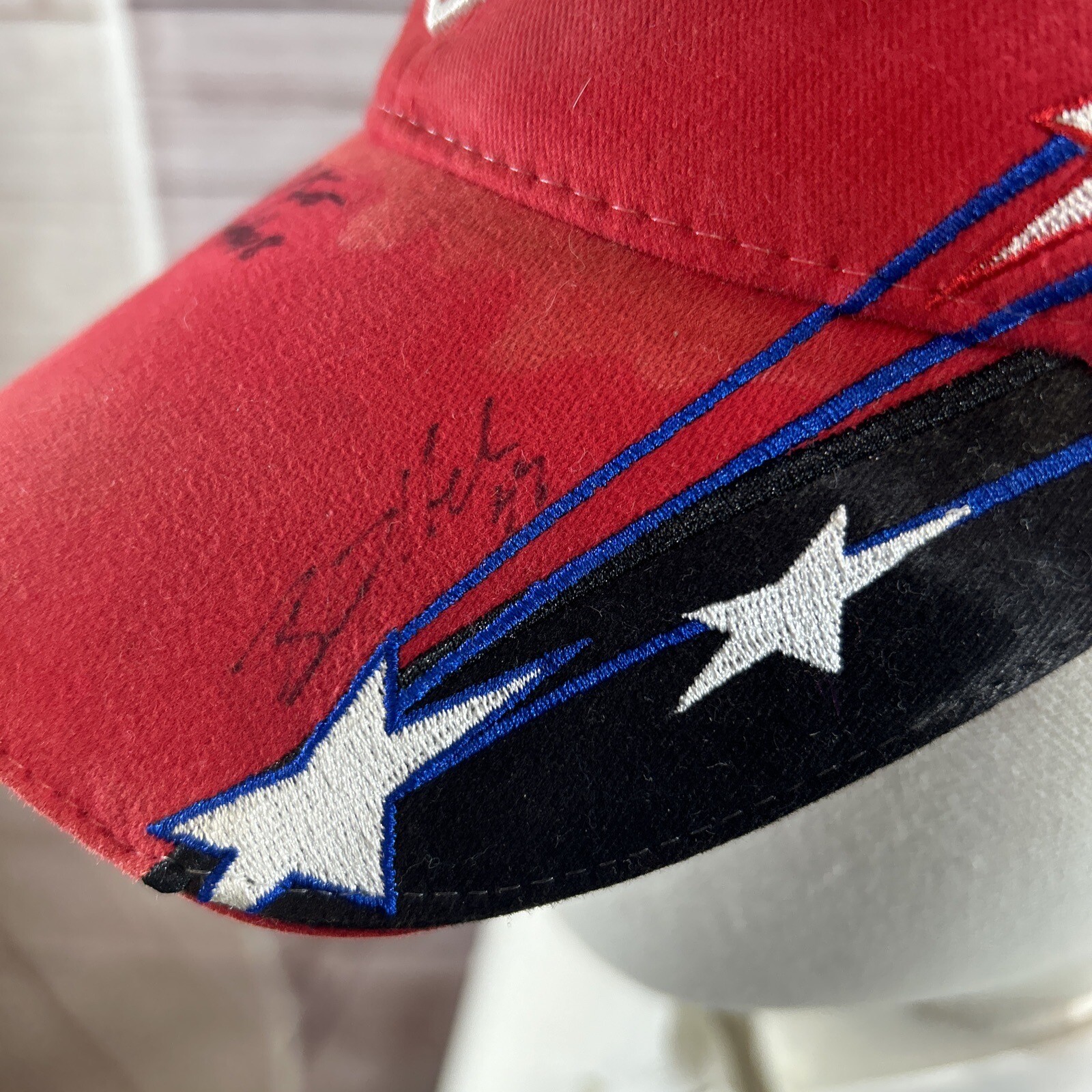 Chase Nascar Team Lowe's Racing Red Hat #48 Autographed 4 Times Strapback Cotton image 4