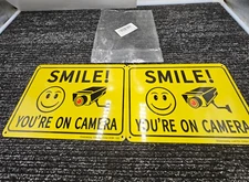 (QTY 4) Sheenwang Smile You’re on Camera Sign Video Surveillance 10 x 7 in