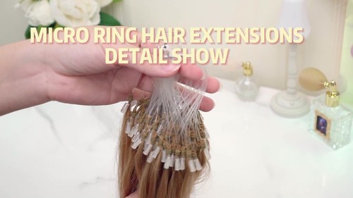 14"-24'' Double Drawn Micro Ring Beads Loop Human Remy 300S Nano Hair Extensions - Video 1 of 1