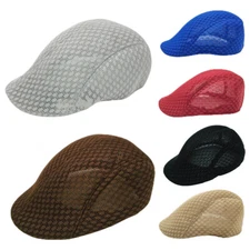 Flatcap Mens Breathable Mesh Ivy Cap Beret Newsboy Hat Gatsby Cap Cabbie Summer