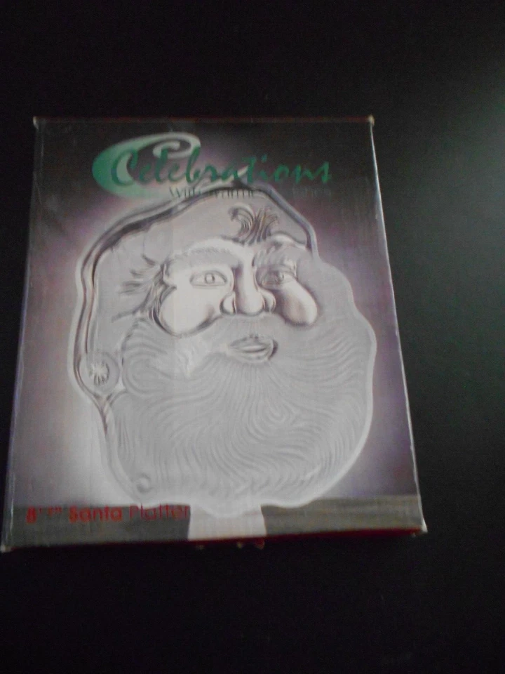 Xmas Santa Claus Face Frosted Glass Serving Plate 8 1/2 Crystal Clear Industries - Изображение 4 из 4