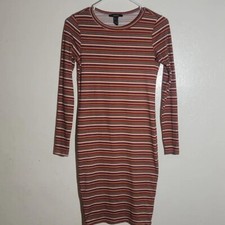 Forever 21 Multicolor Striped Bodycon Long Sleeve Dress sz S GUC