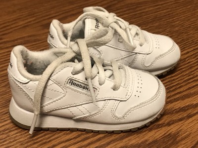 Reebok V69626 Blanco Goma Inferior De Cuero Suela De Goma Bebé Niño  Zapatillas Zapatos 5 C | eBay