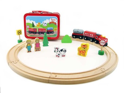 train set in a case