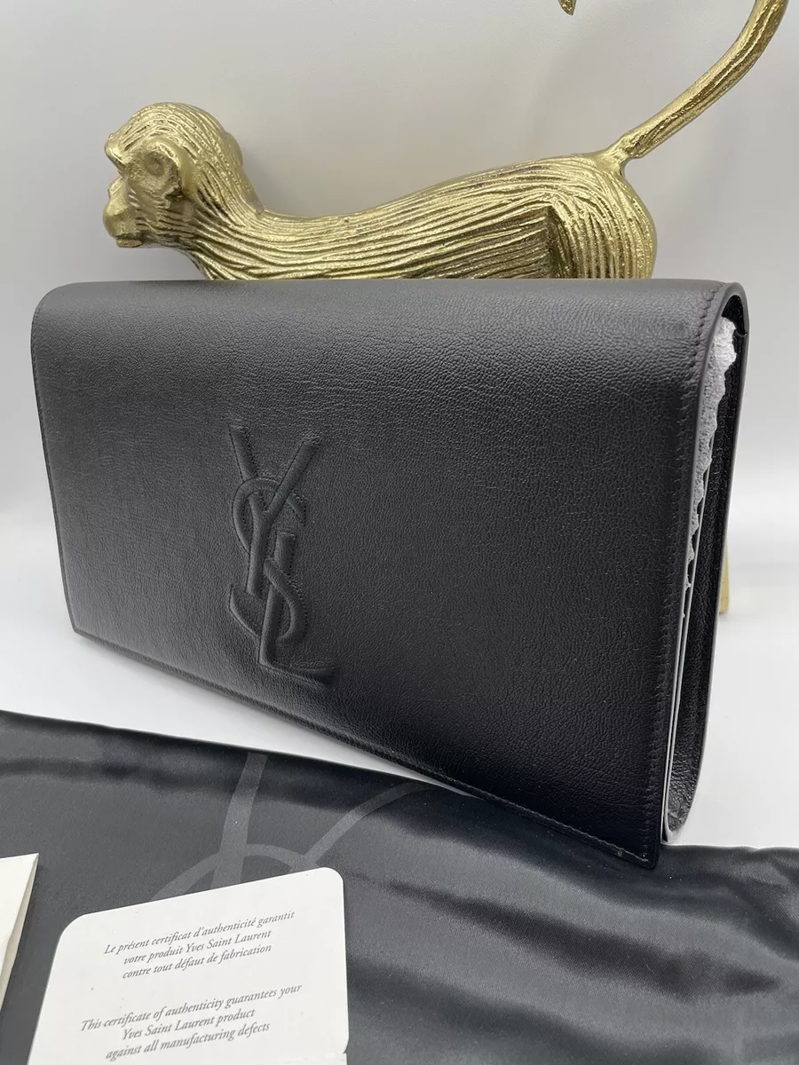 NWT Saint Laurent YSL Belle de Jour Black Leather Large Clutch Bag 568937