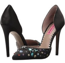 Betsey Johnson D orsay Satin Embellish Pump 8 NEVER WORN