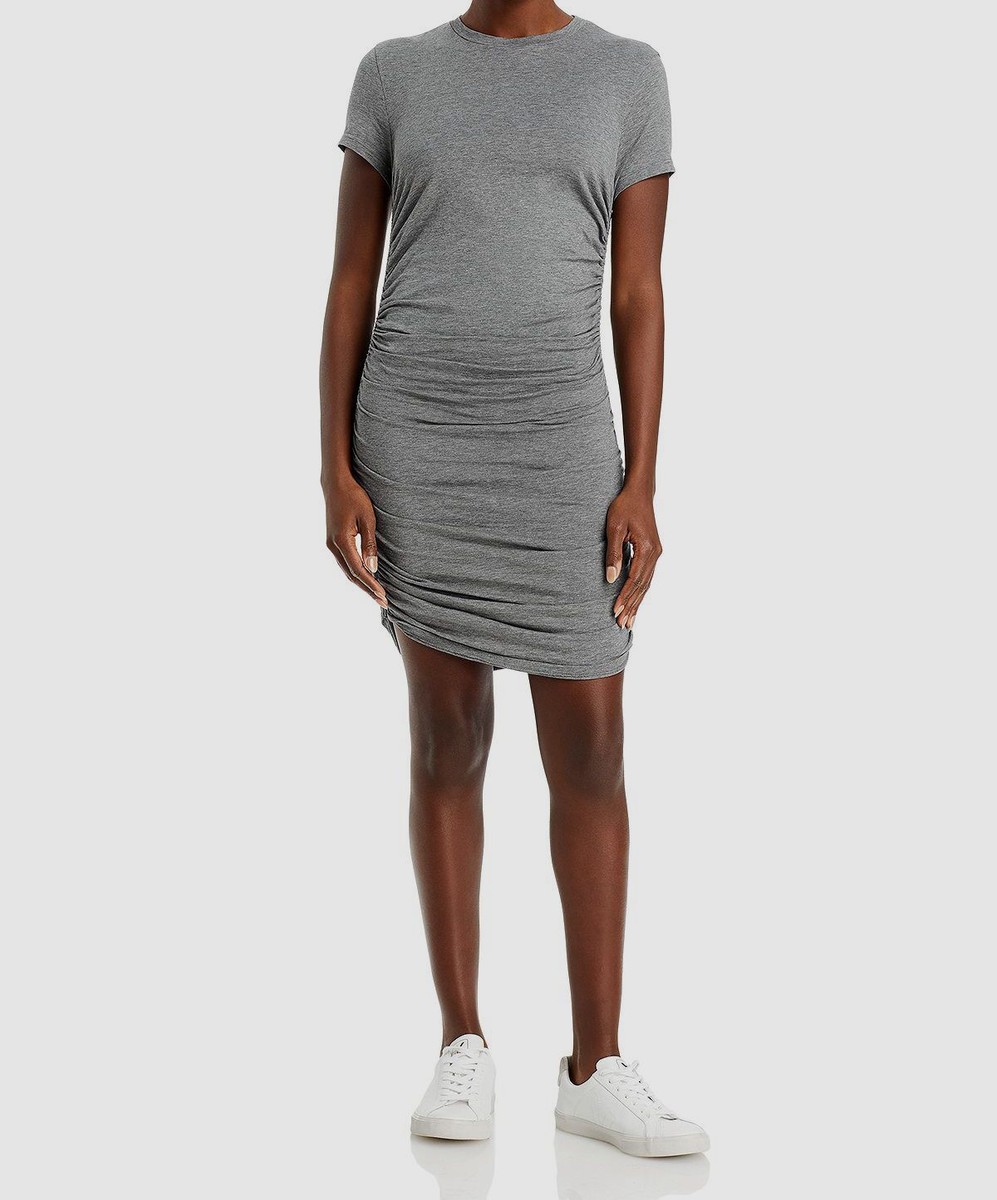 ruched t shirt dress Isla Grey Ruched Tie Front T-Shirt Dress XS