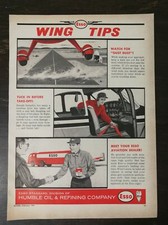 Vintage 1961 Esso Airplane Motor Oil Wing Tips Full Page Original Ad
