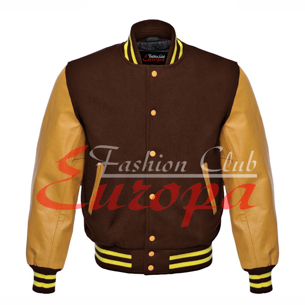 New American Beautiful Varsity College jacket & Yellow Gold Real Leather Sleeves