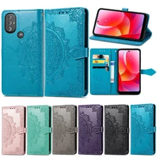 For Motorola Moto G Stylus/Pure/Power Embossed Leather Flip Wallet Phone Case