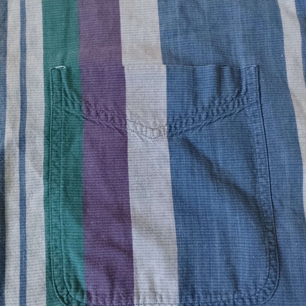 Camicia Adirondack XL vintage uomo manica corta Saville fila blu viola righe