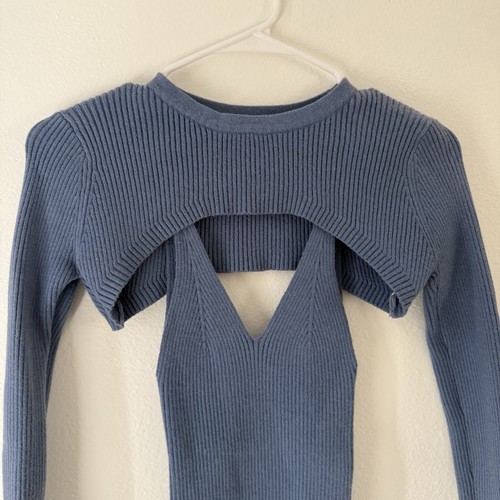 Cotton Candy LA 2-Piece Set Light Blue Ribbed Knit Top & Shrug S - Picture 7 of 19