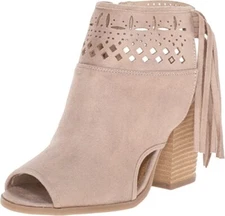 NEW! Not Rated Chiara Peep-Toe Pump Suede Women Booties Size 10.0 M, Taupe