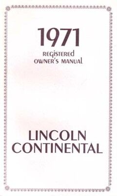 1971 Lincoln Continental Owners Manual User Guide Reference Operator