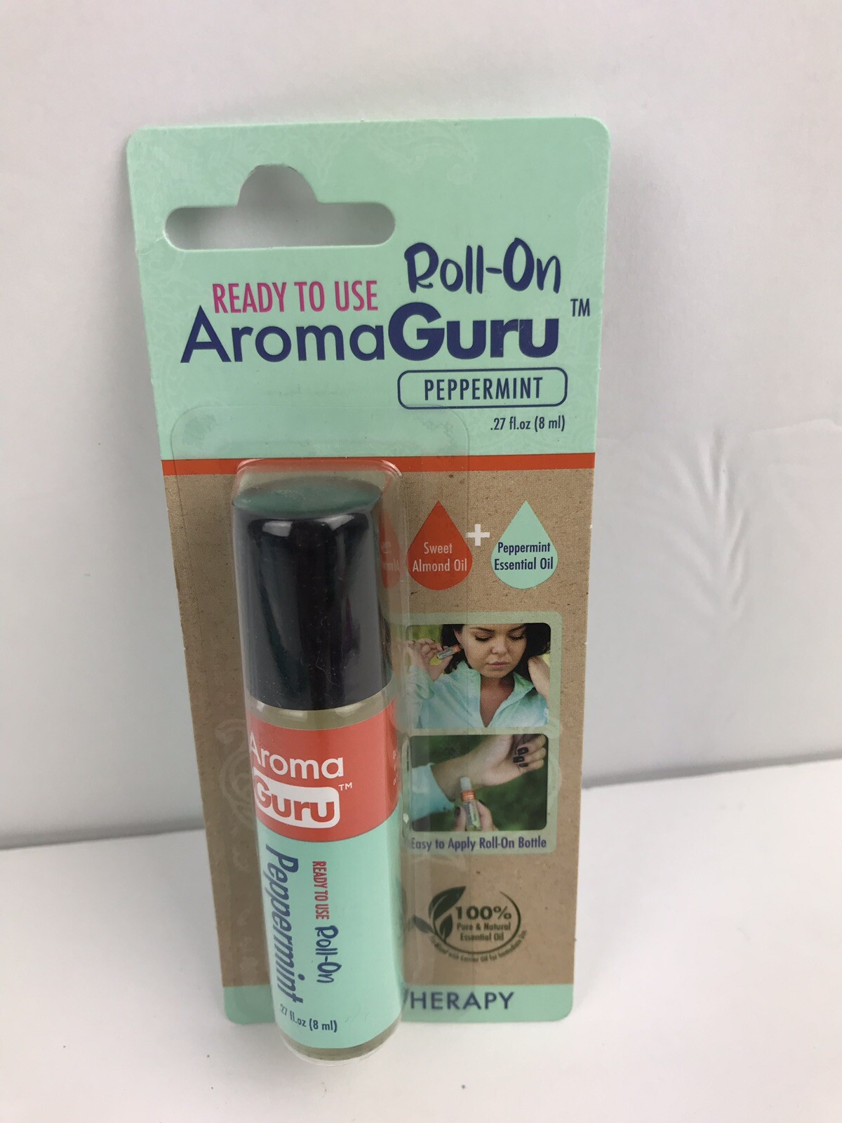 4PK Aroma Guru Roll on Essential Oil Muscle Ease, Peppermint, Lavender