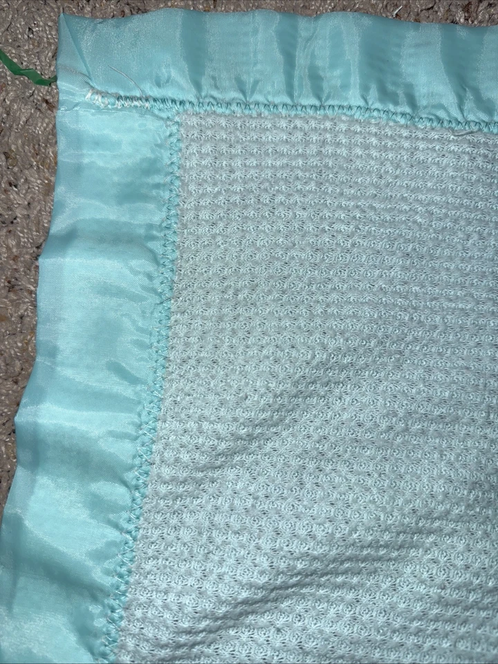 Bebé Morgan Aqua Mini Lovey Térmico Acrílico Nylon Borde Satinado Sin Etiqueta Leer Foto 2 de 4