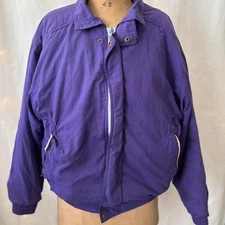 Women's Vtg. 90s Purple and White Sherpa Lined Bomber Jacket Size S