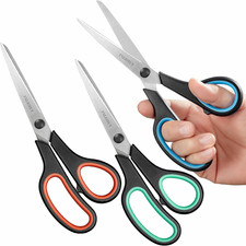 3-Pack 8" Scissors, Stainless Steel Craft Scissors, All Purpose Heavy Duty
